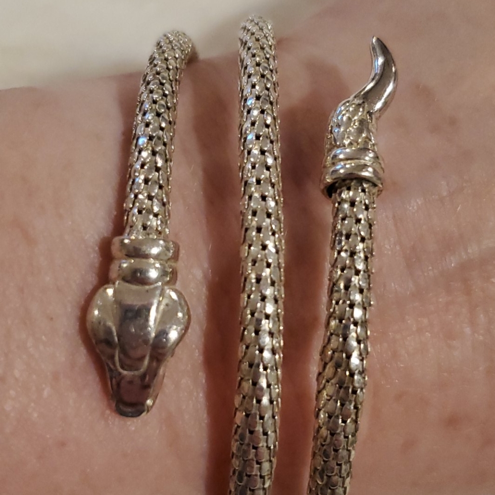 Italian Sterling silver coil snake bracelet